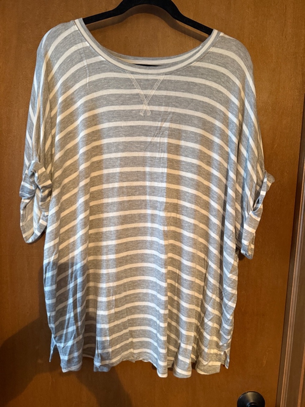 NWOT Striped Gray & White Women's Knit Top
